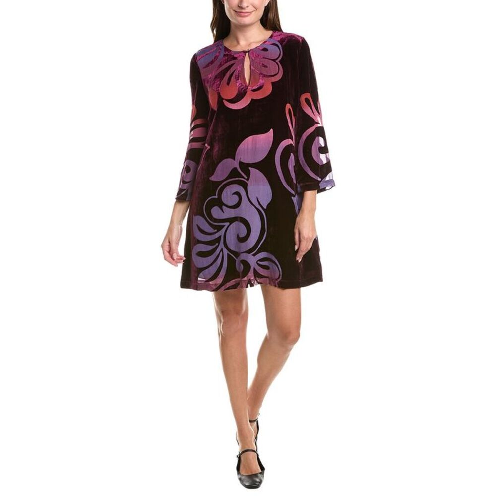 Johnny Was Womens Ringo Silk-Blend Mini Dress, Black